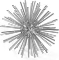 Silver Sphere Decor, Metal Starburst Tabletop Sculpture Decor, Mid-Century Modern Metal Starburst Centerpiece, Spike Ball Decoration for Home, Coffee Table Decor