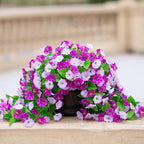 Artificial Fake Hanging Flowers Plants for Outdoor Decoration, 2PCS Faux Silk Morning Glory Long Vines Stems UV Resistant Look Real for Outside Home Porch Patio(Violet)