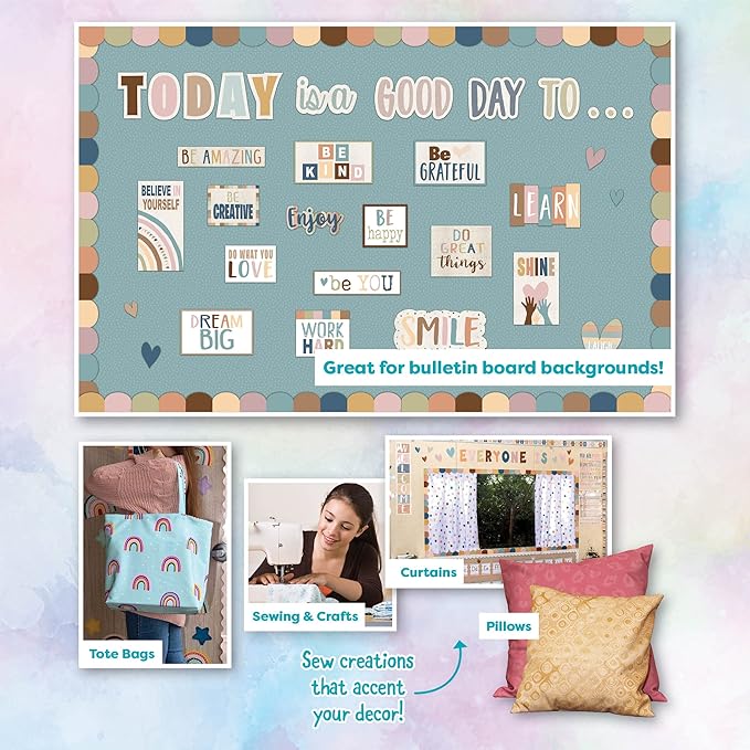 Teacher Created Resources Calming Blue Dots Creative Class Fabric for Classroom Bulletin Boards, Pillows, Curtains, and Crafts