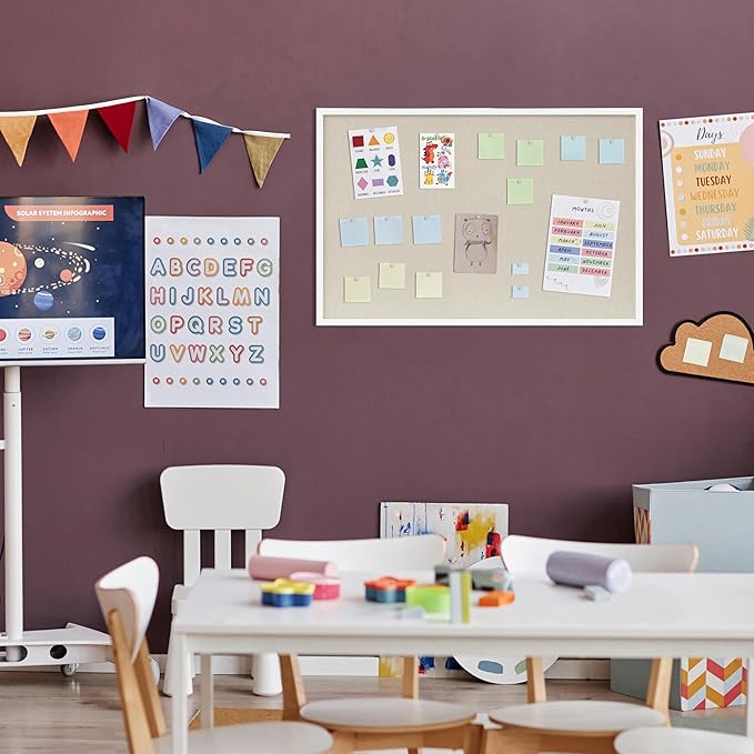 DAHAPYBOO Cork Board with Linen White 2Pack,Bulletin Board 36"x24" Hanging Corkboards for Office Home School Message Board or Vision Board Decoration.