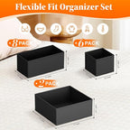 Drawer Organizer Clothes, 16 Pack Drawer Organizers and Underwear Organizer for Nursery, Dividers Clothes Organizer, Closet Organization and Foldable Storage Bins for Sock, Bra, Tie, Black