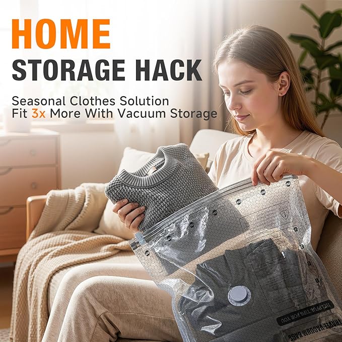 Space Saver Vacuum Storage Bags with Portable Electric Pump, Vacuum Seal Bags for Clothing Travel, Compression Bags for Travel & Home, Clothes, Blankets, Seasonal Storage, 9 Combo (3L/3M/3S)