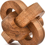 Tassels Acacia Wood 3 Link Wooden Knot Hand Carved Wooden Chain Links for Coffee Table Décor (4" X 4" X 4")