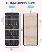 BAGSMART Hanging Necklaces Organizer Jewelry Holder Storage Roll with Hanger Metal Hooks Double-Sided Jewelry Organizer for Necklaces, Bracelets on Closet, Wall, Door, 1 piece, Large Black