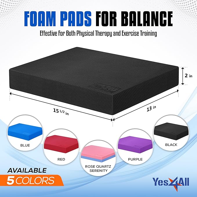 Yes4All Balance Pad, Nonslip TPE Foam Balance Pad with Upgraded Sizes - L, XL, XXL Balance Mat for Fitness, Yoga & Stability Training - Multicolor Options