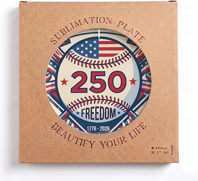 250th Anniversary Decorative Plates 8 Inch Baseball Theme Patriotic Decorations Commemorative Plates with Stand Independence Day 4th of July Semiquincentennial Decor
