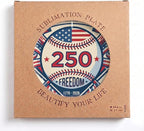 250th Anniversary Decorative Plates 8 Inch Baseball Theme Patriotic Decorations Commemorative Plates with Stand Independence Day 4th of July Semiquincentennial Decor