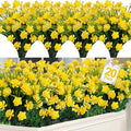 TURNMEON 20 Bundles Artificial Flowers for Outdoors Fake Plants Spring Decor, UV Resistant Artificial Plants Cemetery Flowers Faux Plastic Greenery Shrubs for Porch Yard Summer Decor 500 Heads(Yellow)