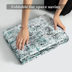 Ciicool 2x6 Washable Runner Rug, Modern Abstract Hallway Runner, Non-Slip Thin Accent Rug Lightweight Teal Black Print Distressed Carpet for Laundry Entryway Bedroom Kitchen Indoor