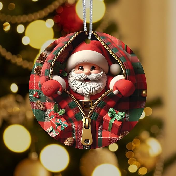 Jabihome Christmas Ornaments 2025, Exchange for Women, Men, Collectible Dated Year Ornaments for Tree, Unique Acrylic Suncatcher, Printed Stained Glass Effect Decor (Santa's Gifts)