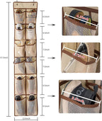 KEEPJOY Over The Door Shoe Organizer,Hanging Shoe Organizer 12 Mesh Pockets Shoe Organizer for Closet,Works Well for Men and Woman Kids Shoes Storage, 57.5×12.6inch(Beige)
