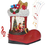 Christmas Snow Globe with Santa Claus Gifts - Lighted Musical Snow Globe Christmas Decorations with Timer, Swirling Glitter, Battery/USB Powered, Holiday Decor(Santa Claus Boots)
