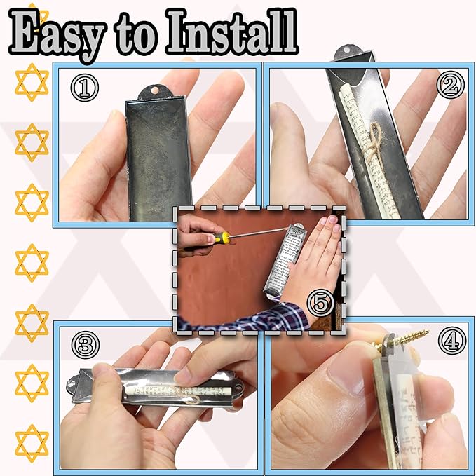 2 Pack Mezuzah with Scroll for Door - Jewish Mezuzah for Door Metal Cases with English and Hebrew Blessing for House Warming Hanukkah Gift (Antique Silvers)