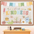 Pajean Let's Plants Some Kindness Bulletin Board Set Boho Back to School Classroom Decorations Sunflower Pencil Book Apple Paper Cutouts with Borders for First Day of School Library Decor Supplies