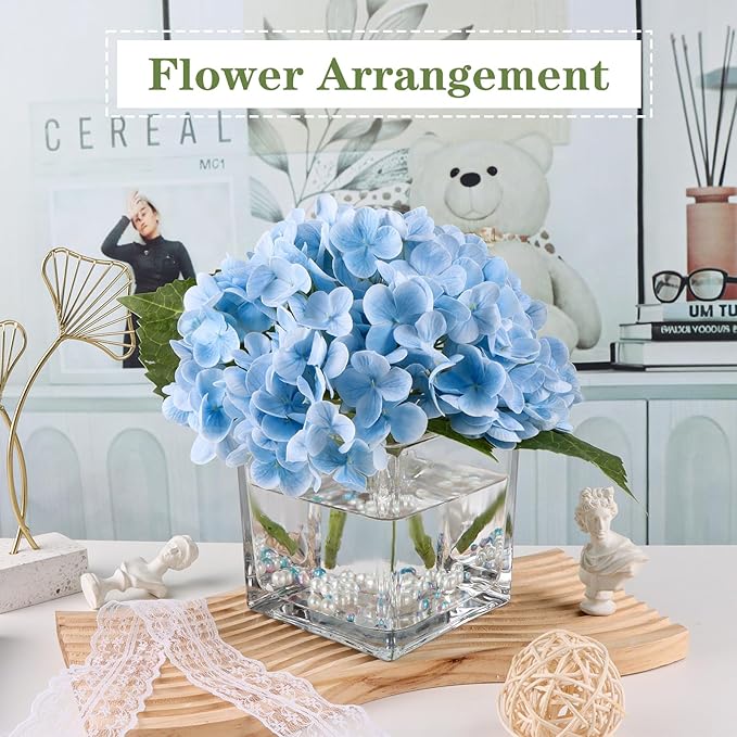 1 Pack Square Glass Vase 5" x 5" x 5", Clear Flower Vase for Centerpieces, Candle Holder for Wedding Party Events, Home Décor