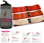 Hatha Yoga Large Resistance Band,14.5" x3.15",Fabric Exercise Loop Bands with Instruction Guide and Carry Bag, Set of 3.