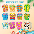 Geelin 36 Pcs Summer Wood Hanging Ornaments for Tree Mini Tree Decorations Hawaiian Beach Wooden Pendant Decorations with String for Luau Party Supplies(Slipper)