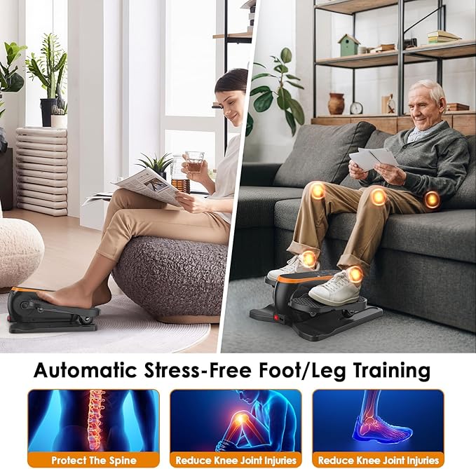 Under Desk Elliptical Machine for Senior 12 Speed Leg Exerciser While Sitting for Seniors As Seen on TV Quiet & Portable Electric Seated Foot Pedal Exerciser for Home Office