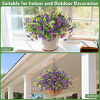Artificial Flowers for Outdoors, 12 Bundles Multicolor Silk Fake Flower with Ferns for Spring Summer Decoration, UV Resistant Artificial Outdoor Faux Plants for Home Planter Porch Patio Yard Decor