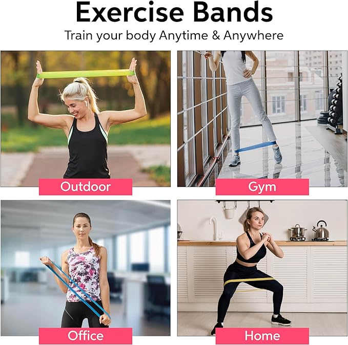 New Horrizon Resistance Bands Resistance Loop Exercise Bands for Working Out, Set of 5 with Carry Bag – Strength Training & Physical Therapy Bands for Men & Women – Home Gym & Yoga – Lifetime Support