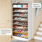 Tribesigns Tall Shoe Cabinet, 9 Tiers 40-45 Pairs Heavy Duty Wood Freestanding Shoe Storage Cabinet, 70.8'' Tall Shoe Cabinet with Open Storage for Entryway (1, White/Brown)