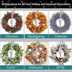 3 Pcs 15 Inch Wreath Hanger for Front Door Star Pattern Garland Hanger Over The Door Metal Door Wreath Decoration Hanger Hook for Various Festive Wreaths Hanging Towels Coats Etc (Silver)