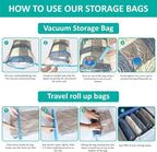 Cozy Essential Vacuum Storage Bags, Compression Space Saver Bags for Clothes, Comforters, Blankets, Pillow, Bedding, Sealer Clothing Storage,16 Combo