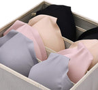 DIOMMELL Set of 6 Foldable Cloth Storage Box Closet Dresser Drawer Organizer Fabric Baskets Bins Containers Divider for Clothes Underwear Bras Socks Lingerie Clothing, Grey 22-2000
