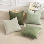 MIULEE Decorative Throw Pillow Covers Set of 4 Summer Light Green Gradient Natural Earthy Modern Classic Soft Corduroy Cushion Covers for Sofa Couch Bed Living Room Spring Home Decor 24x24 Inch