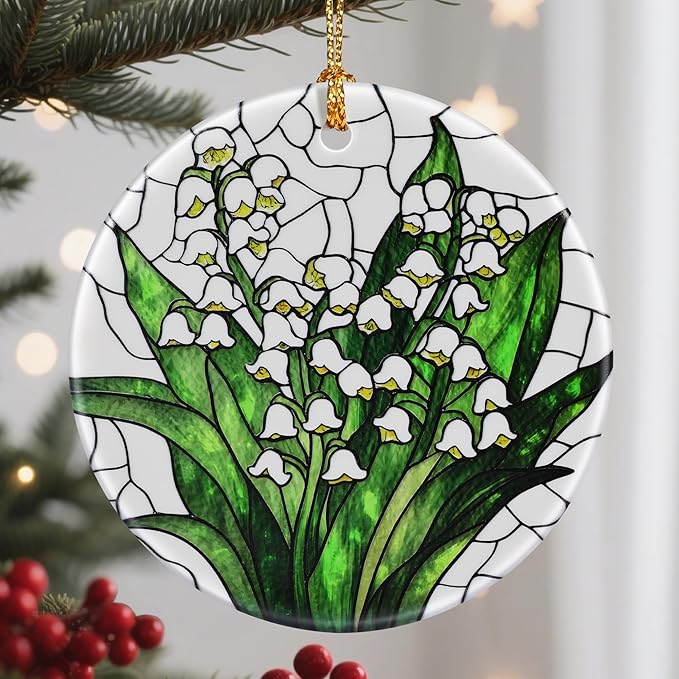 Flower Hanging Ornament, Christmas Ornaments, Xmas Decorations for Tree, Ornaments for Christmas Tree, Holiday Ornament, Flower Themed Gifts, Holiday Party Gifts, Xmas Gift Ideas - Lily of The Valley