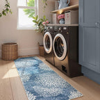 Dahlia Washable Runners for Hallways, 2x6 Blue Floral Kitchen Runner Rug,Non Slip Low Plie Hallway Rug,Boho Soft Non Shedding Carpet Runner for Bathroom Bedroom Laundry,Blue