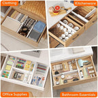 Lifewit 5 Pack 4" High Drawer Dividers 34-56cm/13.5-22" Adjustable Drawer Organizer for Clothes/Utensils, Expandable Drawer Separator in Dresser/Kitchen/Bedroom/Office Organization & Storage White