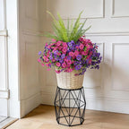 Artificial Flowers for Outdoors Faux Plants Outside Indoor,UV Resistant Silk Fake Petunia Tall Ferns for Home Patio Garden Back Yard Front Poch Decor Spring Summer(13 Bunchs,Dk. & Lt. Purple)
