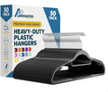 Lifemaster Versatile Clothes Hanger Set - 50 Pieces Space-Saving Dry and Wet Clothes Hanger Set with 360° Swivel Hook and Non-Slip Rubber Design - Black