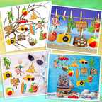 Geelin 36 Pcs Summer Wood Hanging Ornaments for Tree Mini Tree Decorations Hawaiian Beach Wooden Pendant Decorations with String for Luau Party Supplies(Beach)