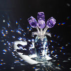 H&D HYALINE & DORA Crystal Rose Purple Flower Figurine,Rose Gifts for Mom Wife Grandma,Glass Flower Collectible Ornament Mother's Day Thanksgiving Anniversary Birthday Gifts