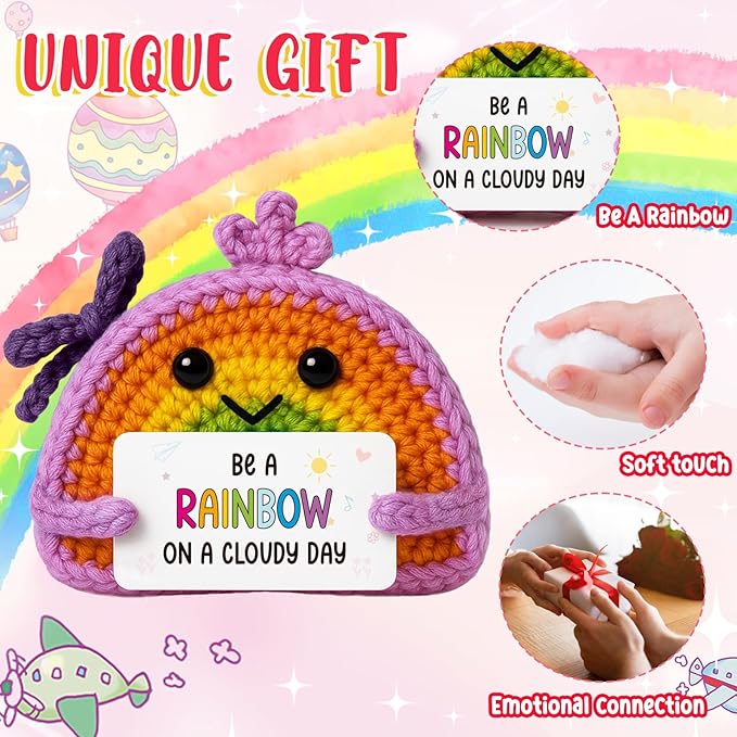 MAMAGIFTREE Inspirational Rainbow Doll with Encouragement Card, Cute Home Decor Gift for Women, Friends, Coworkers, Mother's Day Birthday Graduation Gift