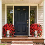 HyeFlora Artificial Fake Hanging Plants Flowers for Outdoor Outside Spring Decoration, 2 PCS Faux Silk Daisy Red Orchid Vines UV Resistant Realistic for Home Indoor Porch Patio Balcony