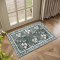 Washable Entry Vintage Floral with Ornate Border Rug 2x3 - Front Door Rugs Indoor, Non-Slip Bathroom Small Rugs, Vintage Floral Style Rug for Kitchen, Perfect for Entryway Décor