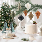 EASY JOY Christmas Party Decorations - 8 PCS Hanging Honeycomb Paper Ornaments Vintage Christmas Tree Decorations Paper Honeycomb Decor for Xmas, New Years Party, Ceilings, Home Decor