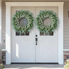 32'' Eucalyptus and Babys Breath Flowers Wreath for Front Door - Large Artificial Greenery Outdoor Wreath for Porch,Window,Farmhouse,Home,Hanging Decor- Spring, Summer, All Seasons (Green-White)