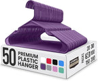 Utopia Home Plastic Hangers 50 Pack - Perfect Space Saving Clothes Hanger - Durable and Strong - Perfect Closet Organizers with Shoulder Grooves (Purple)