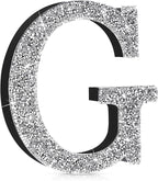 Qunclay 8'' Silver Crystal Diamond Bling Letters Crushed Diamond Decoration Wooden Glitter Letter with Screw and Hooks Rhinestone Gift for Wedding Y2k Mcbling Bedroom Wall Decor (Letter G)