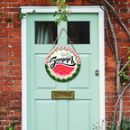 Hello Summer Watermelon Door Sign Front Door Decor Summer Watermelon Door Hanger Sign Plaque Seasonal Farmhouse Wooden Wreath Indoor Wall Hanging Decoration for Indoor Outdoor Outside Porch 12 Inch