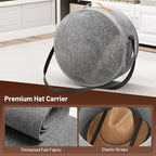 SLEEPING LAMB Cowboy Hat Box for Travel and Storage, Collapsible Cap Organizer Case with Handles & Shoulder Strap for Men Carry Cap Bag, Soft and Large Hat Box for Women Storage for Closet, Grey