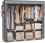 VTRIN Portable Closet for Hanging Clothes 67 Inch Wide Large Capacity Portable Wardrobe Closet with Cover, 4 Storage Shelves and 4 Hanging Rod Sturdy Free Standing Closet for Bedroom, Printing
