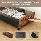 Under Bed Storage with Wheels, 2 Packs Wooden Storage Containers Extra Large Underbed Shoes Organizer, Rolling Under Bed Storage Drawers with Clear Lid, Heavy Duty for Clothes Toys 36"L (Walnut)