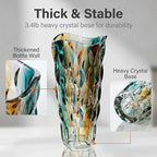 CEMABT 9.5inch 3.4 lb Glass Vases for Flowers Unbreakable Thickened Morden vase for Tables Centerpieces,Colorful,Vintage and Clear Rose Large Flower vases for Bouquet Unique Gifts（Gold Blue）