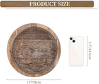 Hanobe Candle Plate Holder Tray: Round Wood Decorative Candle Plate - Rustic Farmhouse CoffeeTable Decor - Tealight Pillar Trays for Home Decor (Distressed)