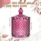 Aoriher 4 Pcs Crystal Glass Candy Jar Set with Lids Home Decorative Storage Jars for Apothecary, Bathroom, Kitchen, and Pantry, Ideal for Cotton Swabs and Jewelry(Medium,Purple)